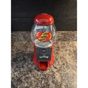 Vintage Cast Metal And Glass Red Jelly Belly Jelly Bean Candy Dispenser